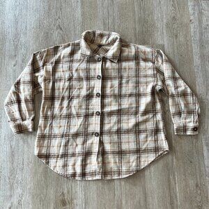 Womens Zaful Brown/Cream Plaid Shacket Jacket - XL